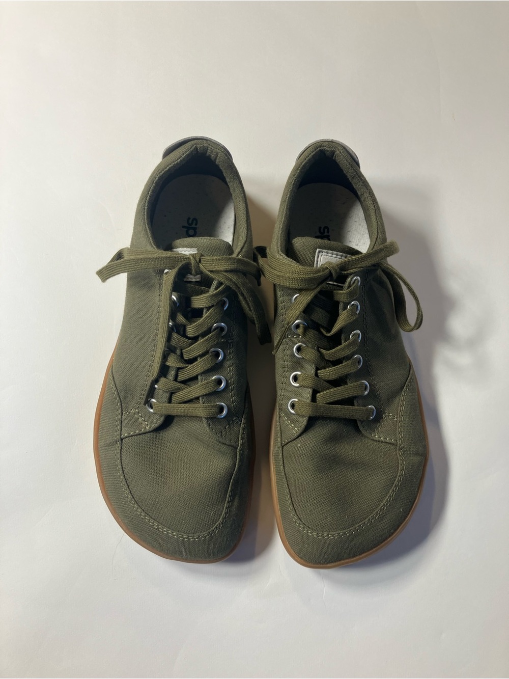 Women's Olive Canvas Lace-Up Sneakers by spls - Picture 2 of 9